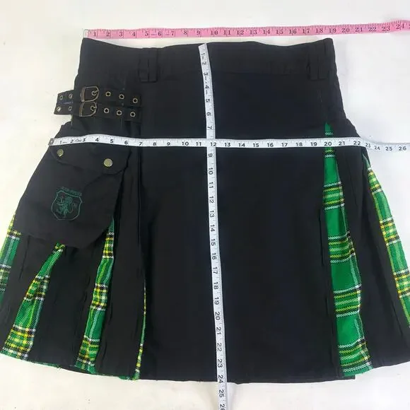 Tartan Green Plaid Pleated Hybrid Utility Kilt Sz XL - Picture 4 of 9
